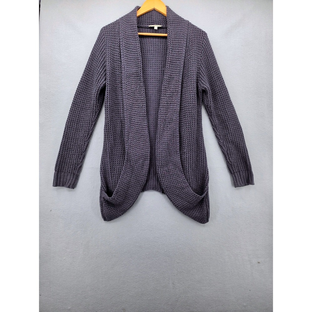 41 Hawthorn Womens Medium Gray Waffle Knit Open Front Cardigan Sweater Pockets